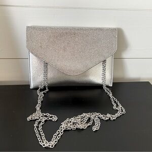 Silver bridal clutch with rhinestones